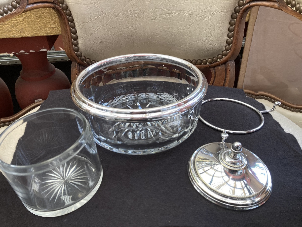 Serviteur à caviar métal et cristal Baccarat -photo-4