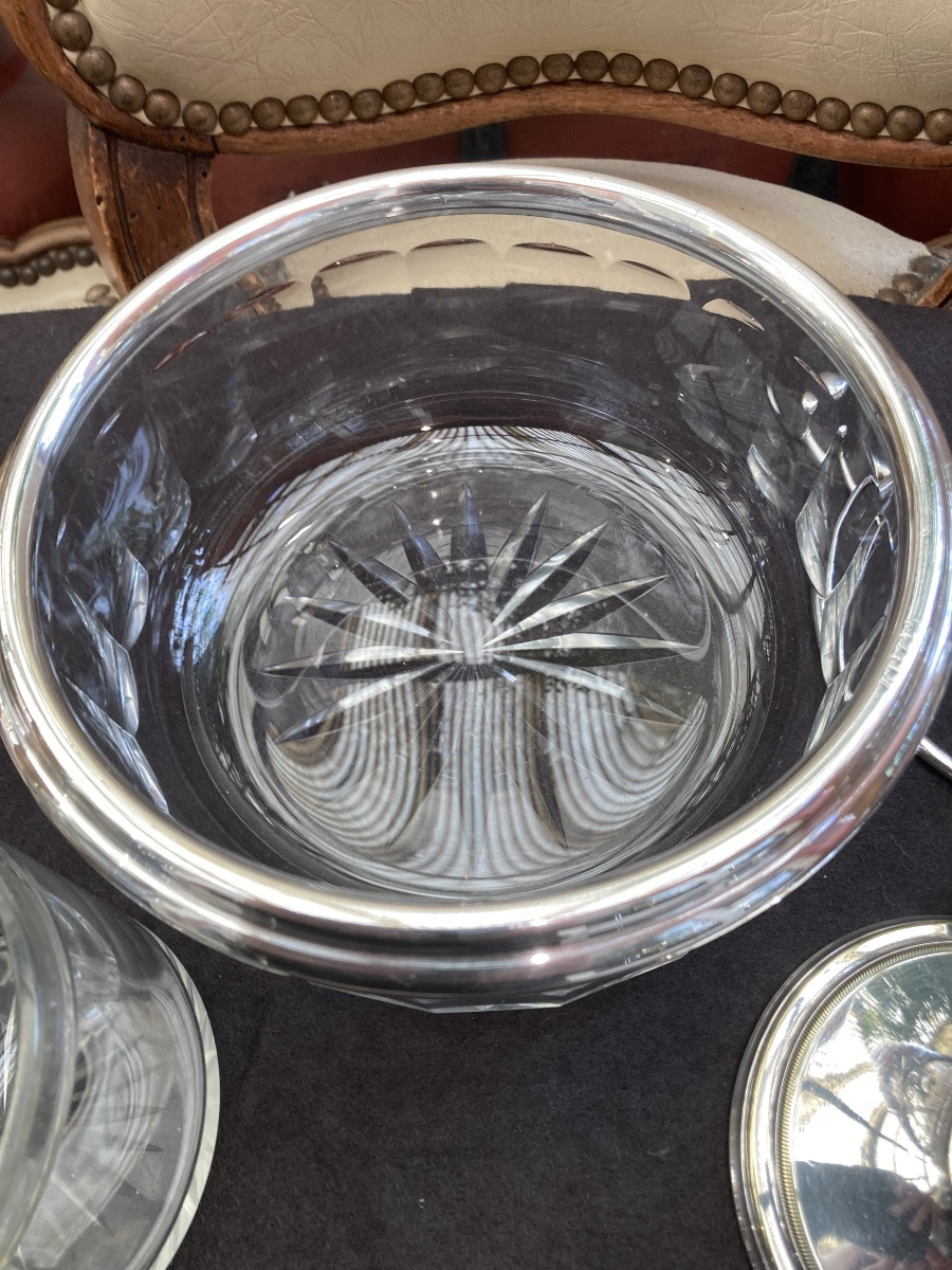 Serviteur à caviar métal et cristal Baccarat -photo-1