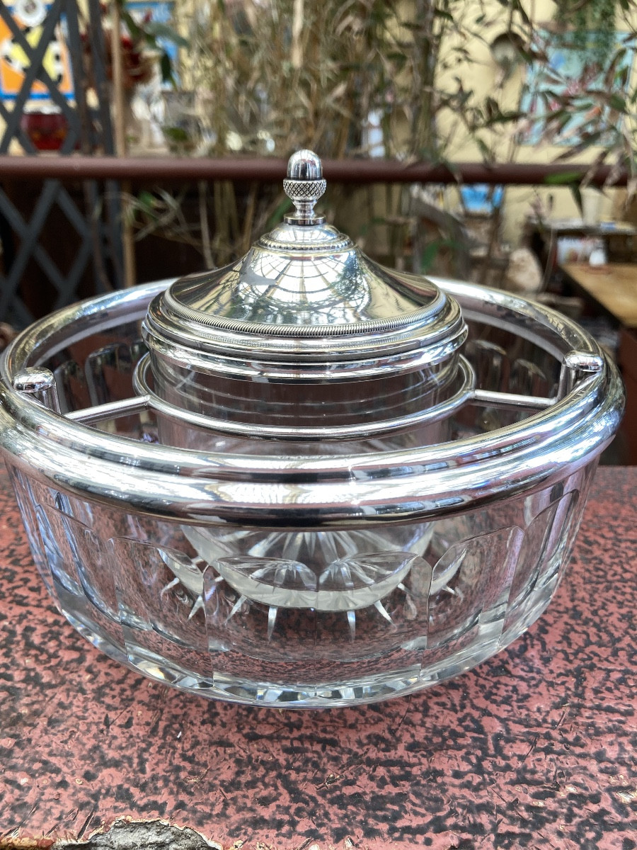 Serviteur à caviar métal et cristal Baccarat 