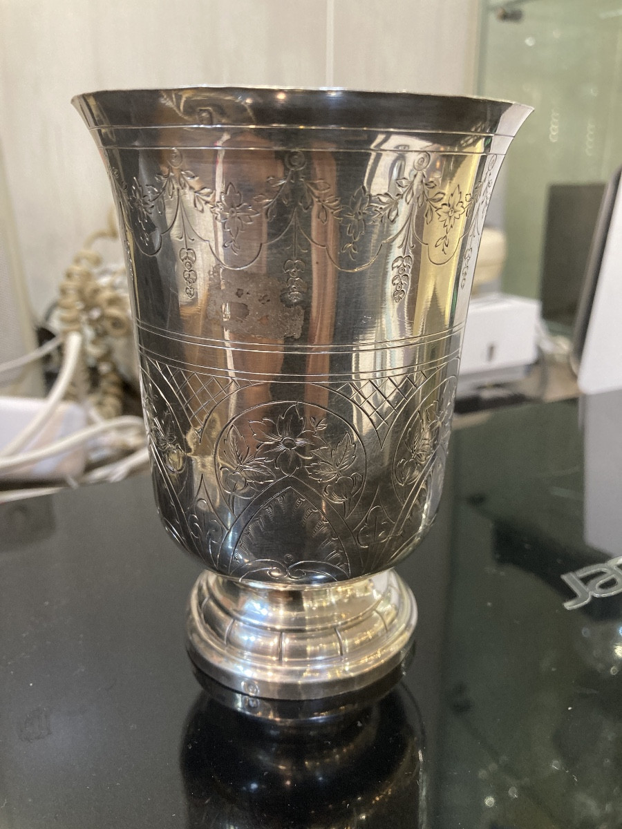 Timbale gravée argent début 19e-photo-2