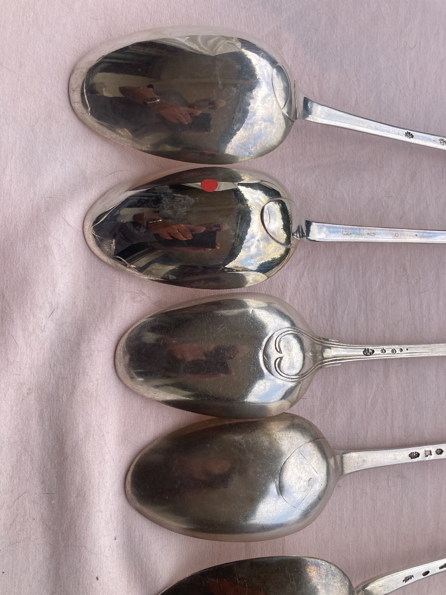 Lot à découvrir de pièces (cuillère à ragoût et fourchette)de service 18 e -photo-2