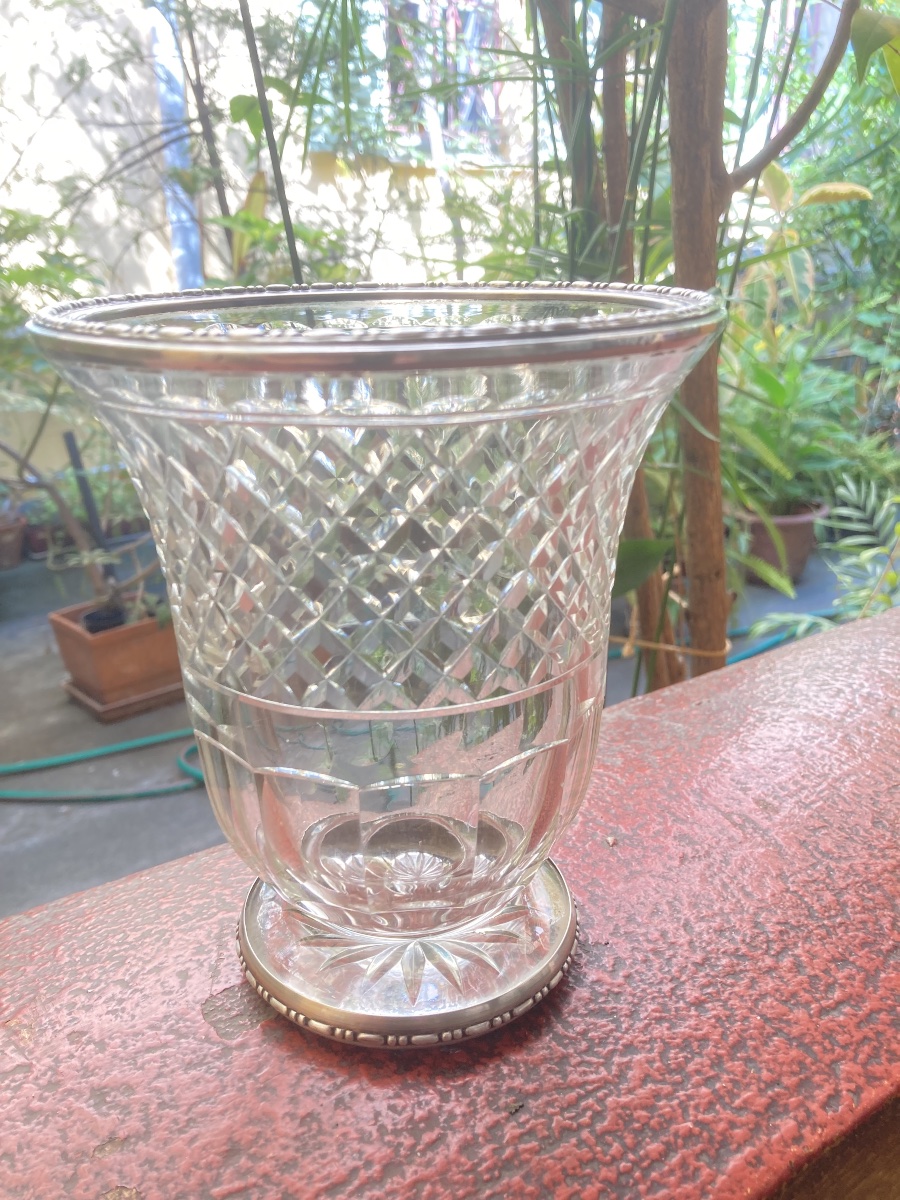 Vase cristal cerclé argent minerve 1 e titre-photo-1