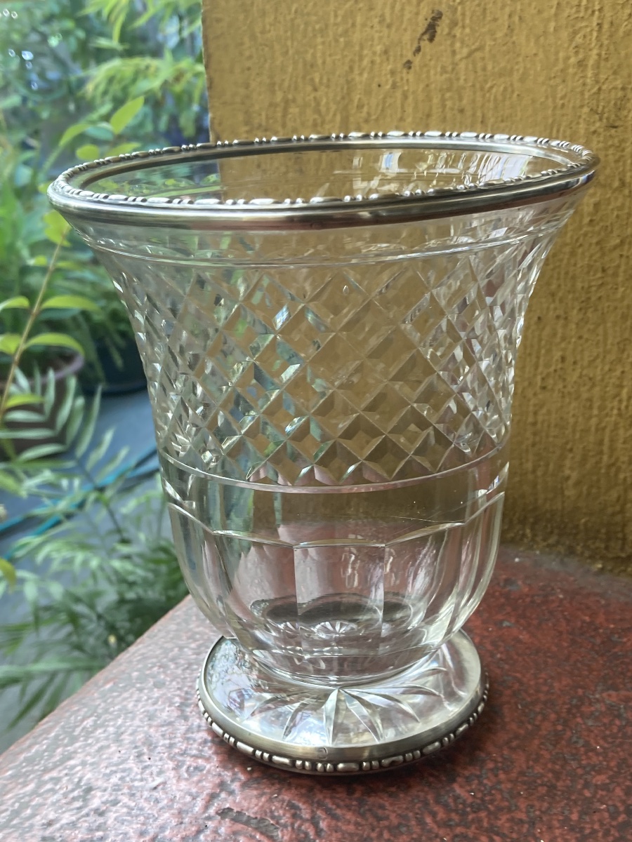 Vase cristal cerclé argent minerve 1 e titre