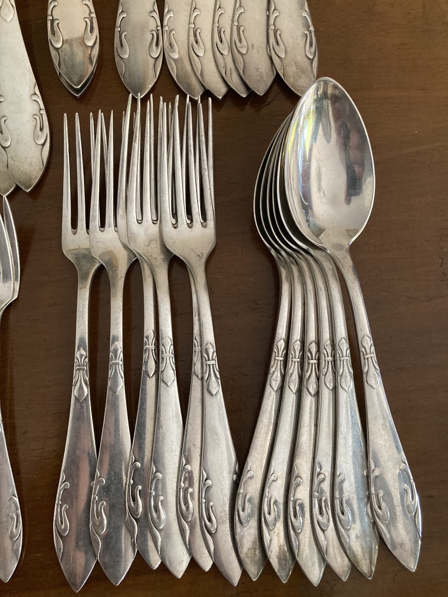 Ménagère argent massif Danoise 42 pieces-photo-2