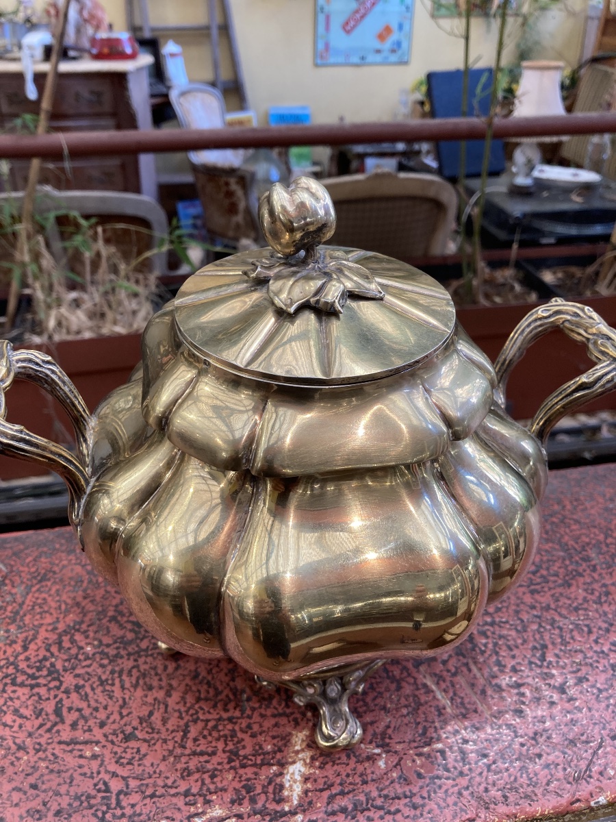 Enormous Minerve Vermeil Sugar Bowl -photo-2
