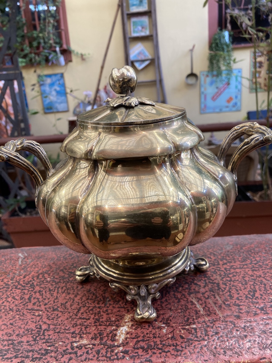 Enormous Minerve Vermeil Sugar Bowl 