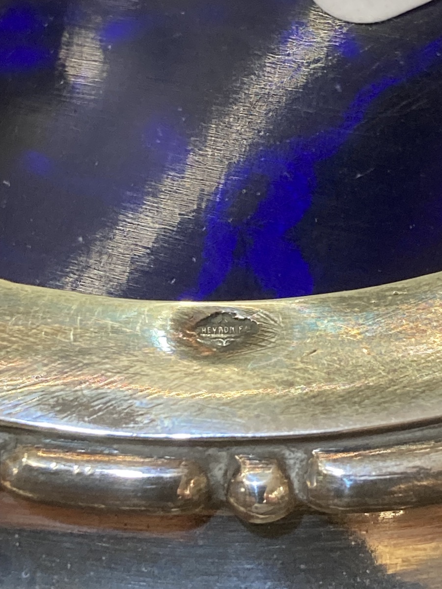 Minerve Crystal (cobalt Blue) And Solid Silver Sugar Bowl -photo-4