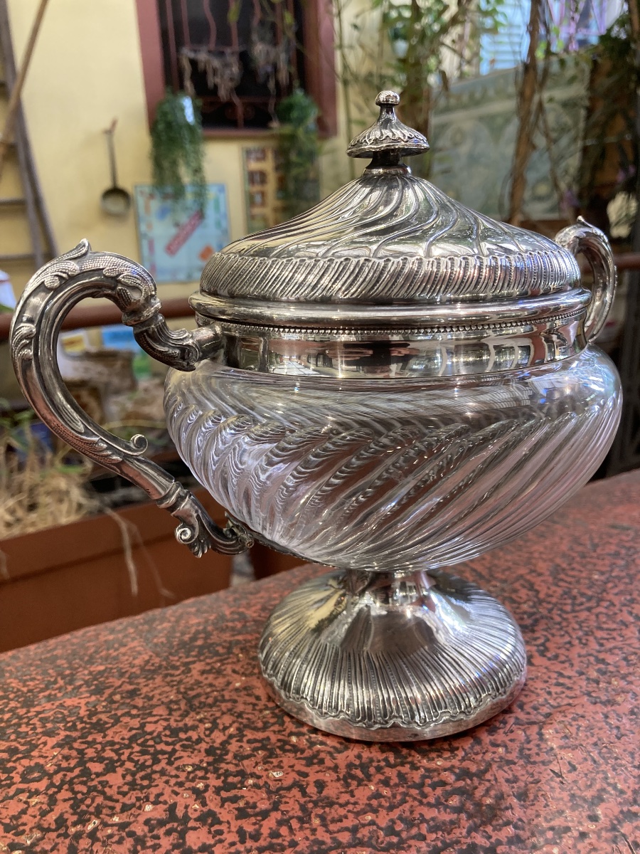 Lxv-style Crystal Jam Jar And Minerve Solid Silver -photo-2