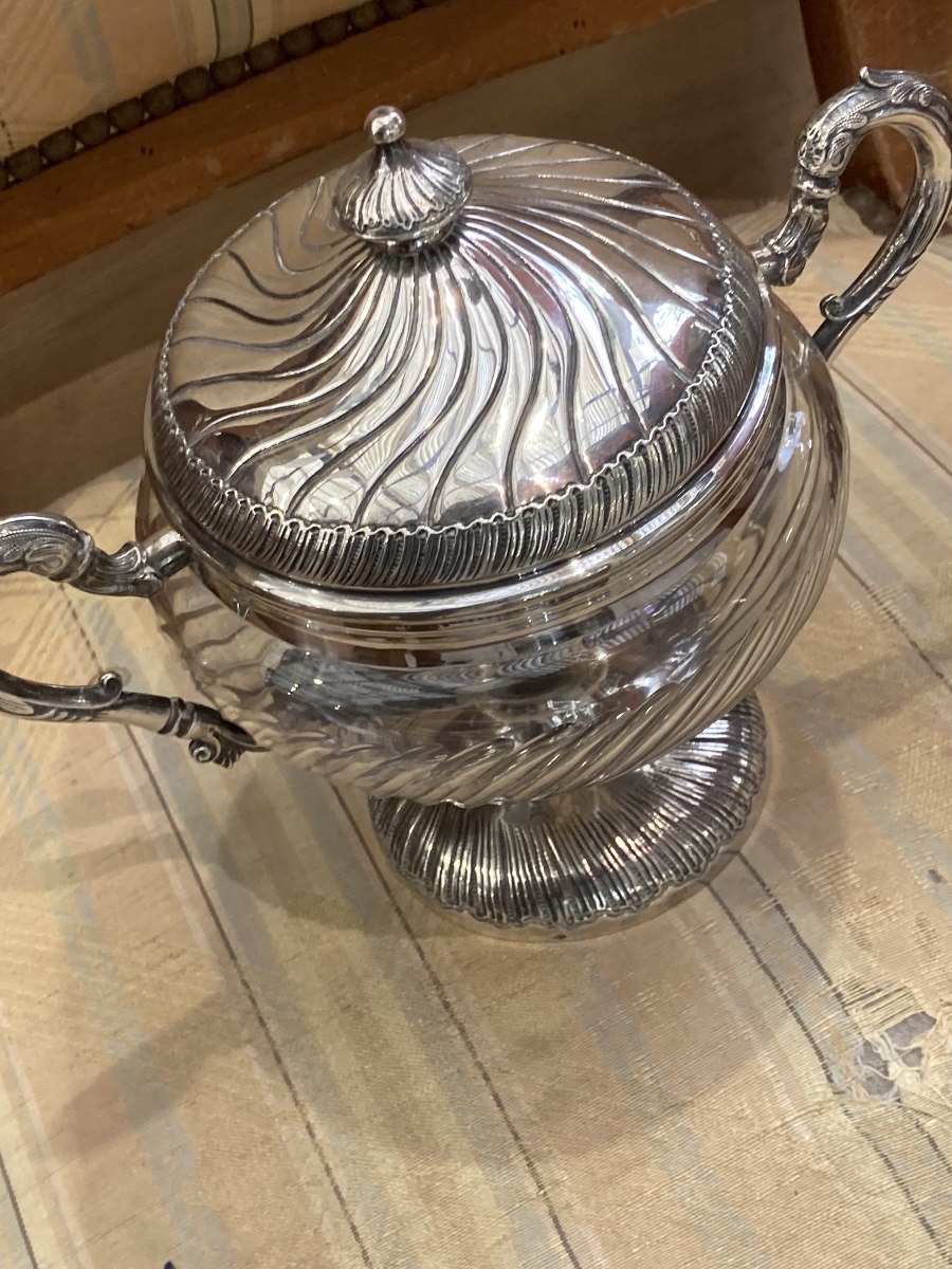 Lxv-style Crystal Jam Jar And Minerve Solid Silver -photo-4