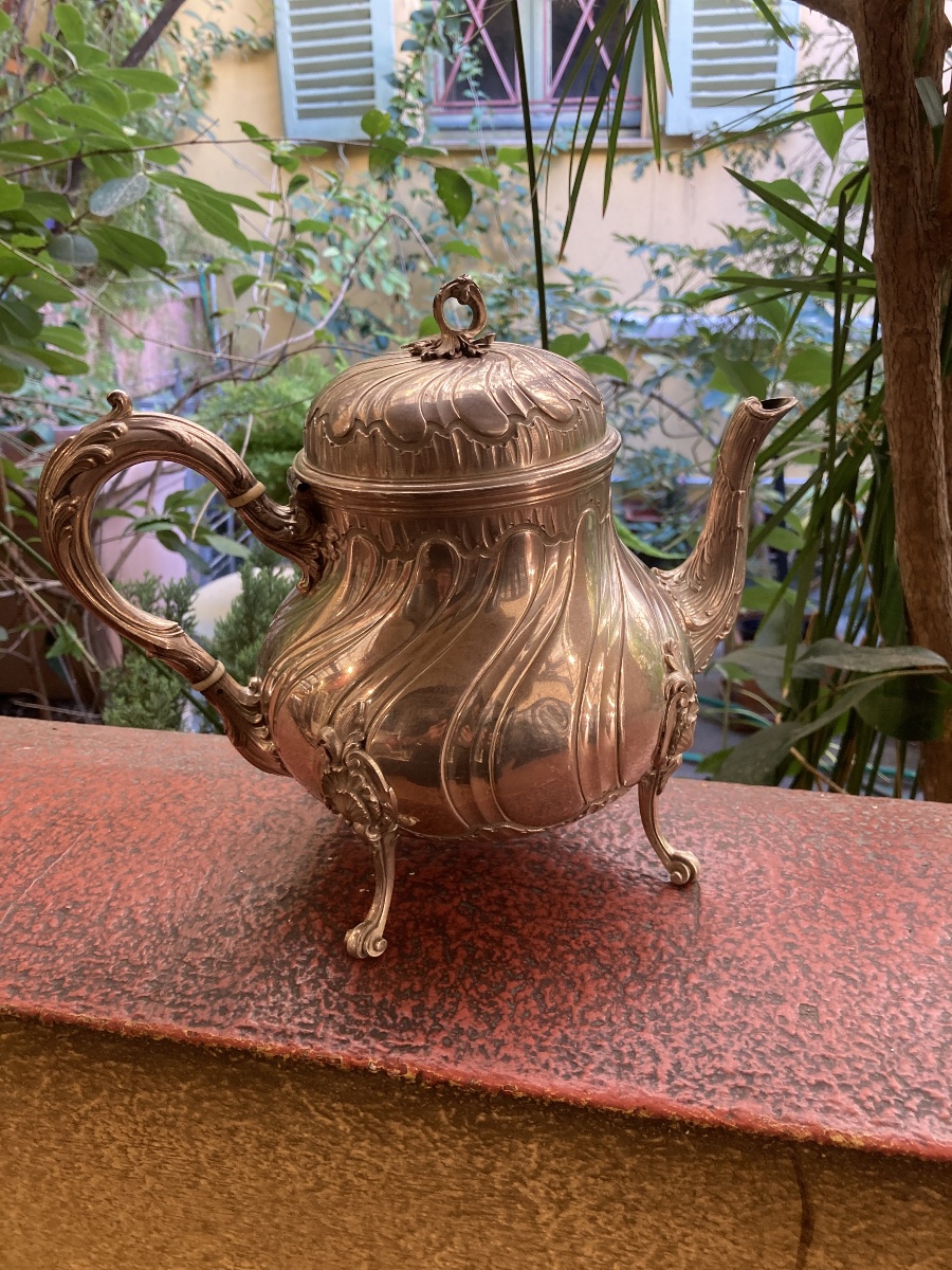 Lxv-style Teapot, Solid Silver -photo-2