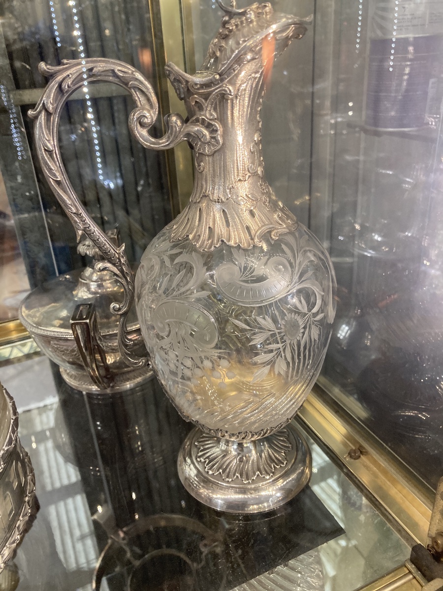 Minerve Crystal And Silver Water Pitcher 