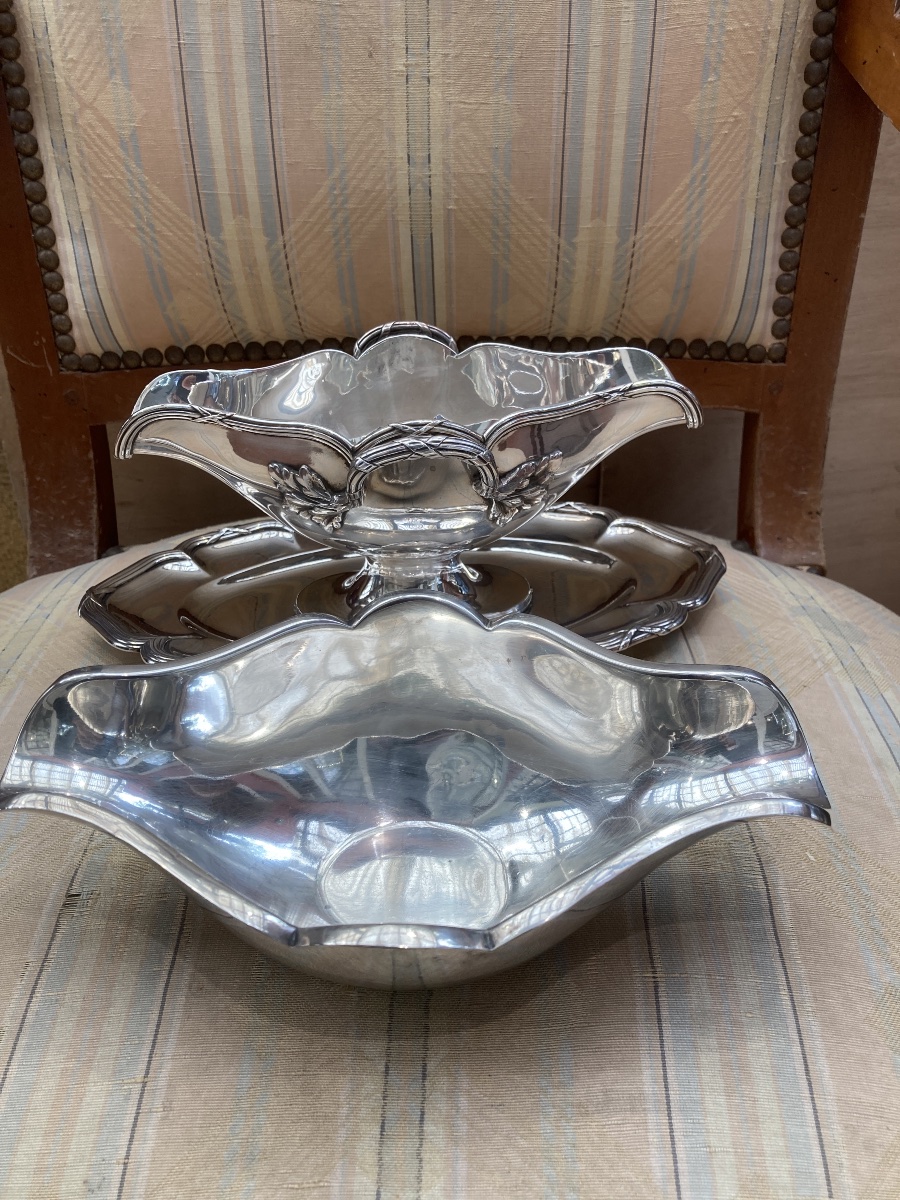 Puiforcat "minerve" Solid Silver Gravy Boat -photo-4