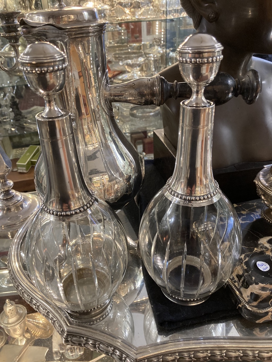 Pair Of Crystal And Silver Decanters -photo-5