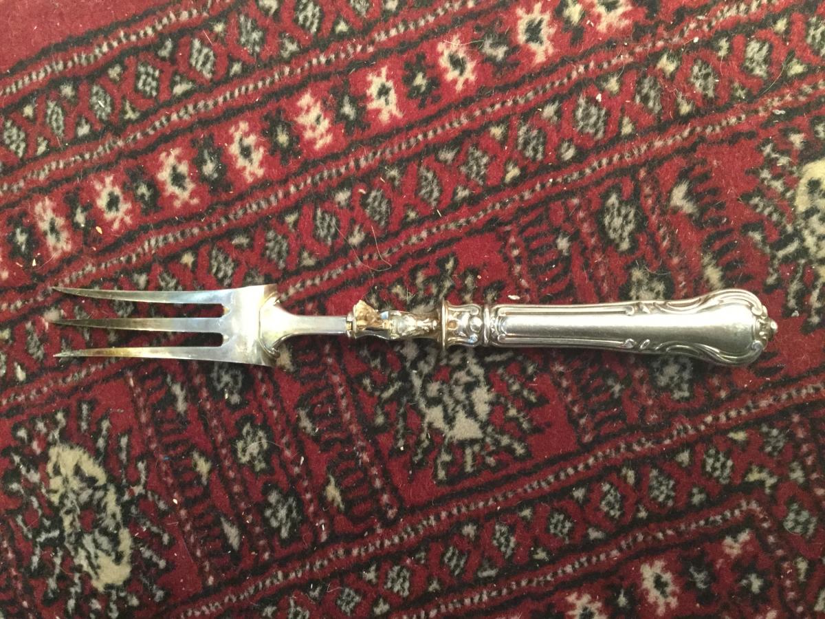 Minerva Solid Silver Game Fork