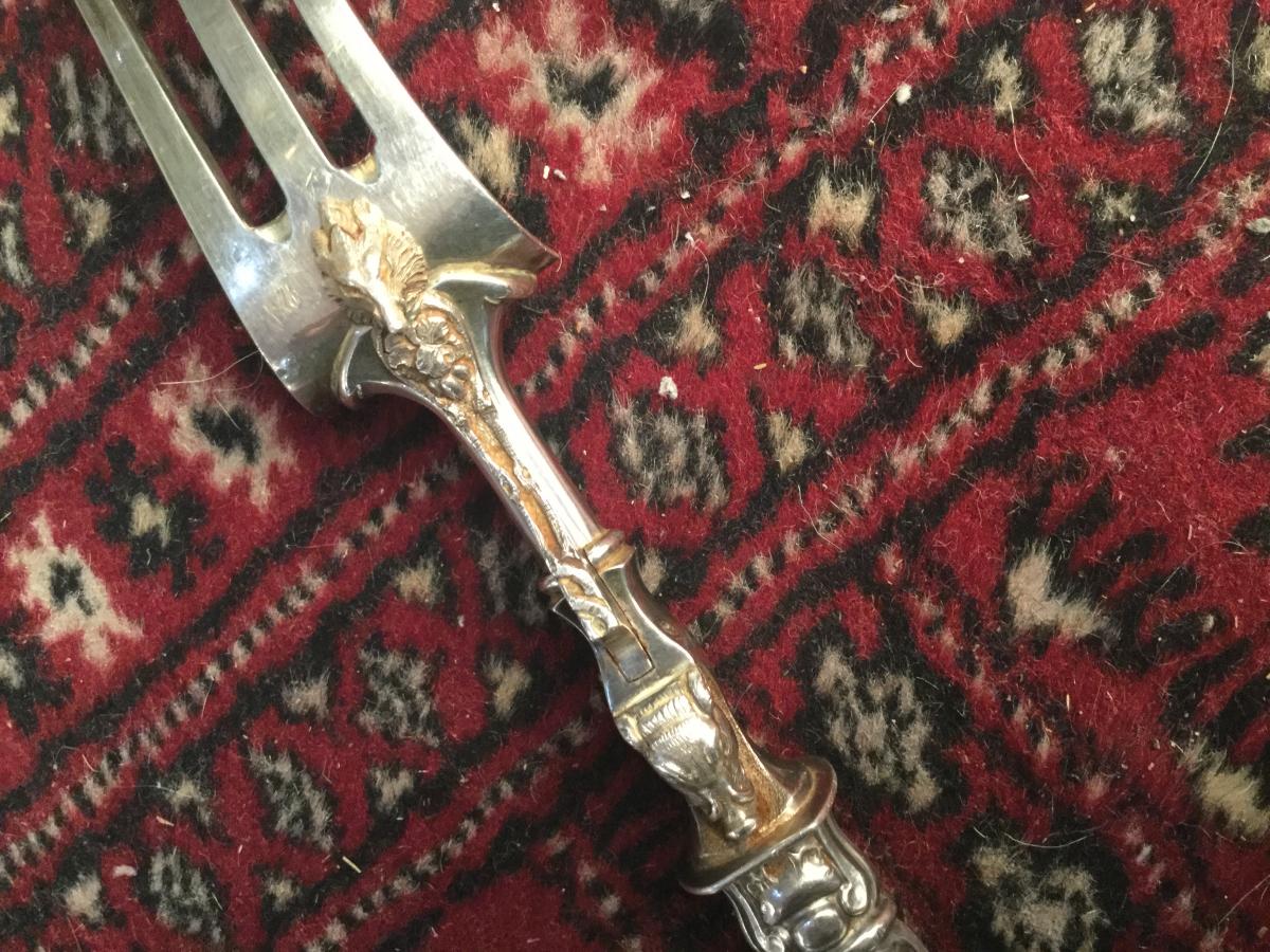 Minerva Solid Silver Game Fork-photo-4