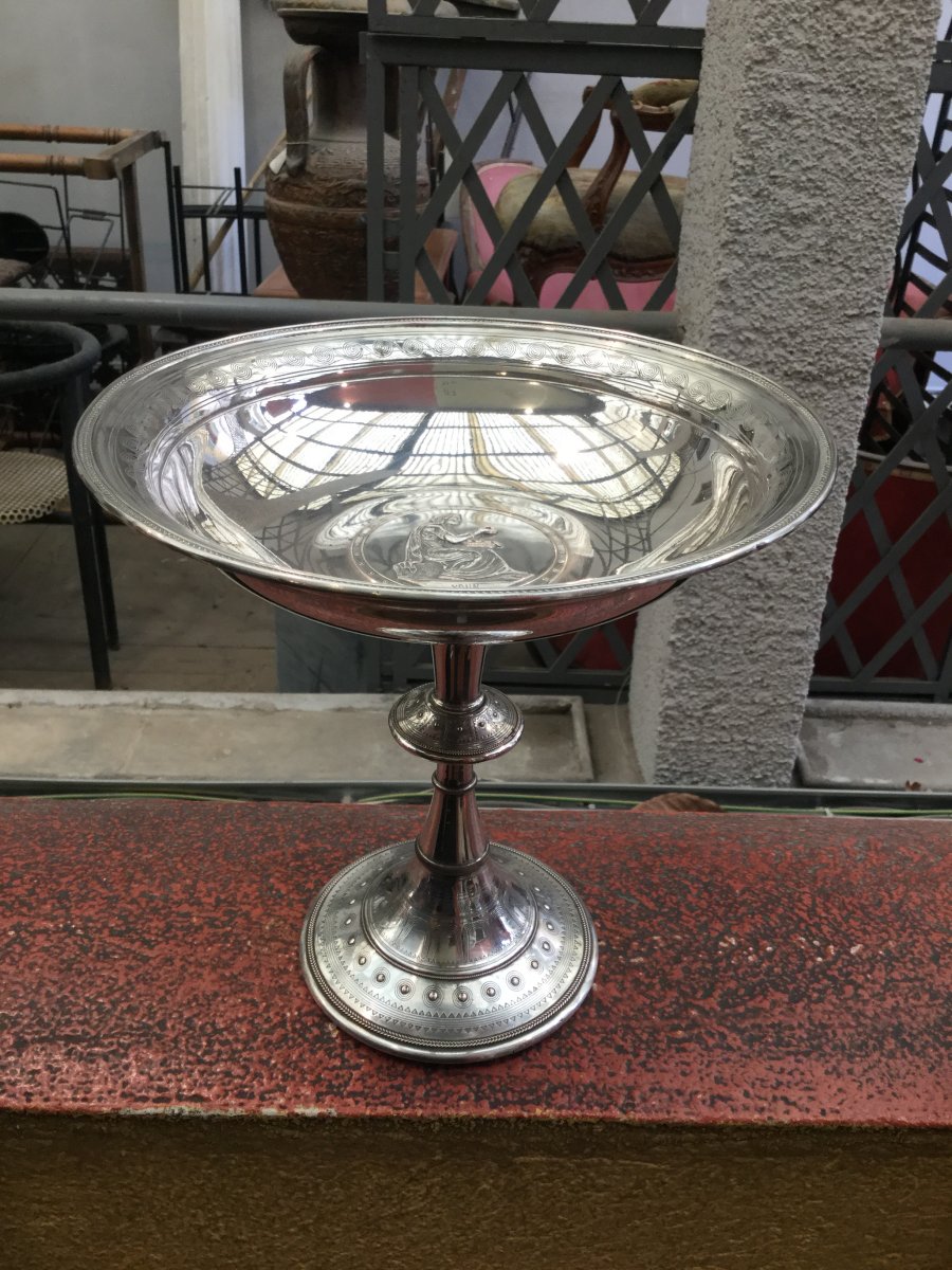 Art Deco Silver Metal Centerpiece Cup-photo-2