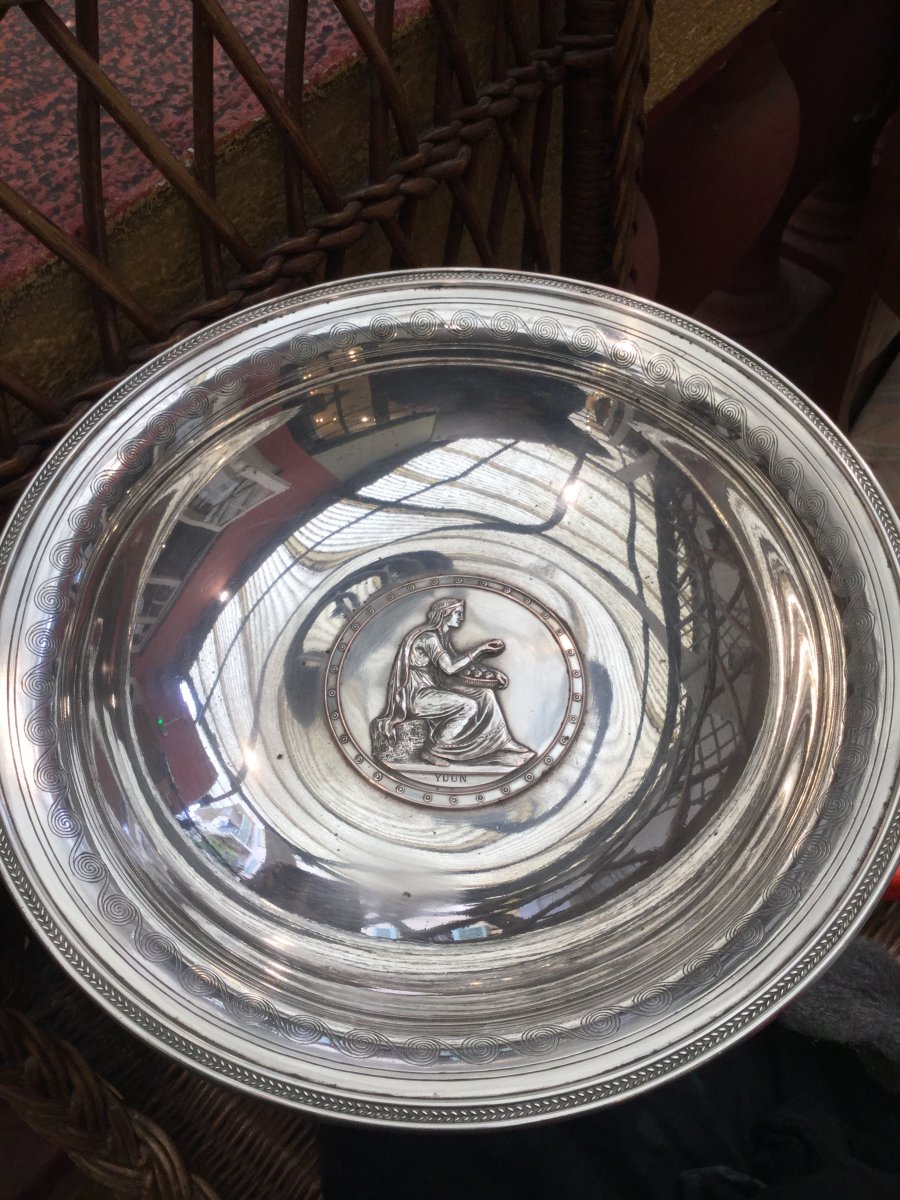 Art Deco Silver Metal Centerpiece Cup-photo-3