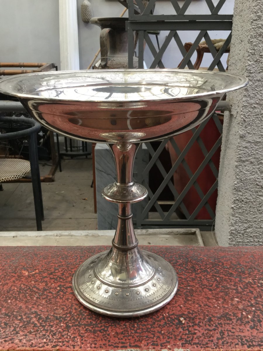 Art Deco Silver Metal Centerpiece Cup-photo-4