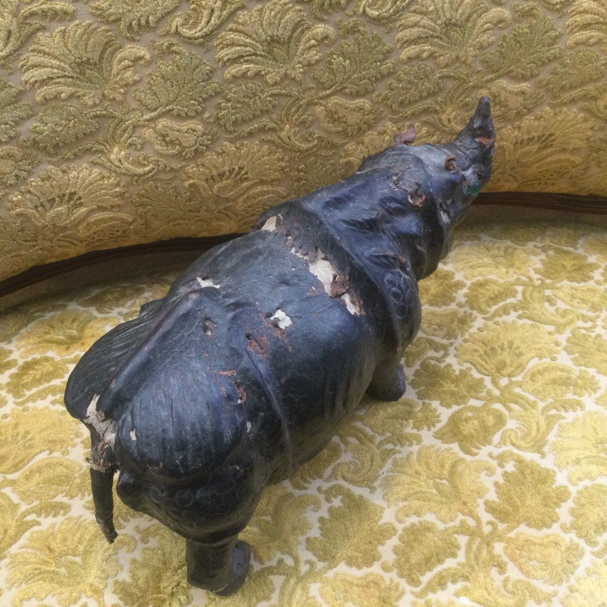 Rhinoceros In Repoussé Leather Mid 19th Century-photo-8