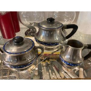 Very Rare Enamelled Tea Service (3 Pieces)