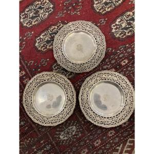 Dessous de bouteilles argent massif 