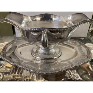 Solid Silver Gravy Boat Signed Boin Taburet 