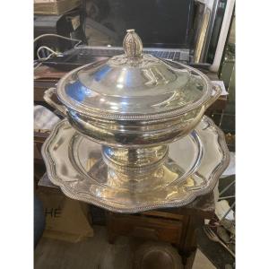 Centre de table métal argenté 