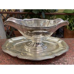 Saucière en argent massif dormant et intérieur Minerve