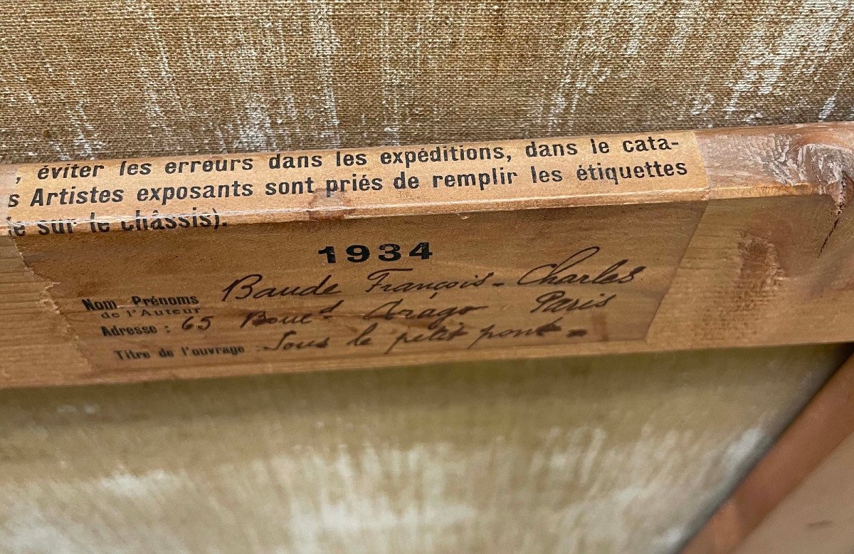 François Charles Baude (1880-1953)   Ecole Française  88x81 cm Expo. Salon 1934-photo-4