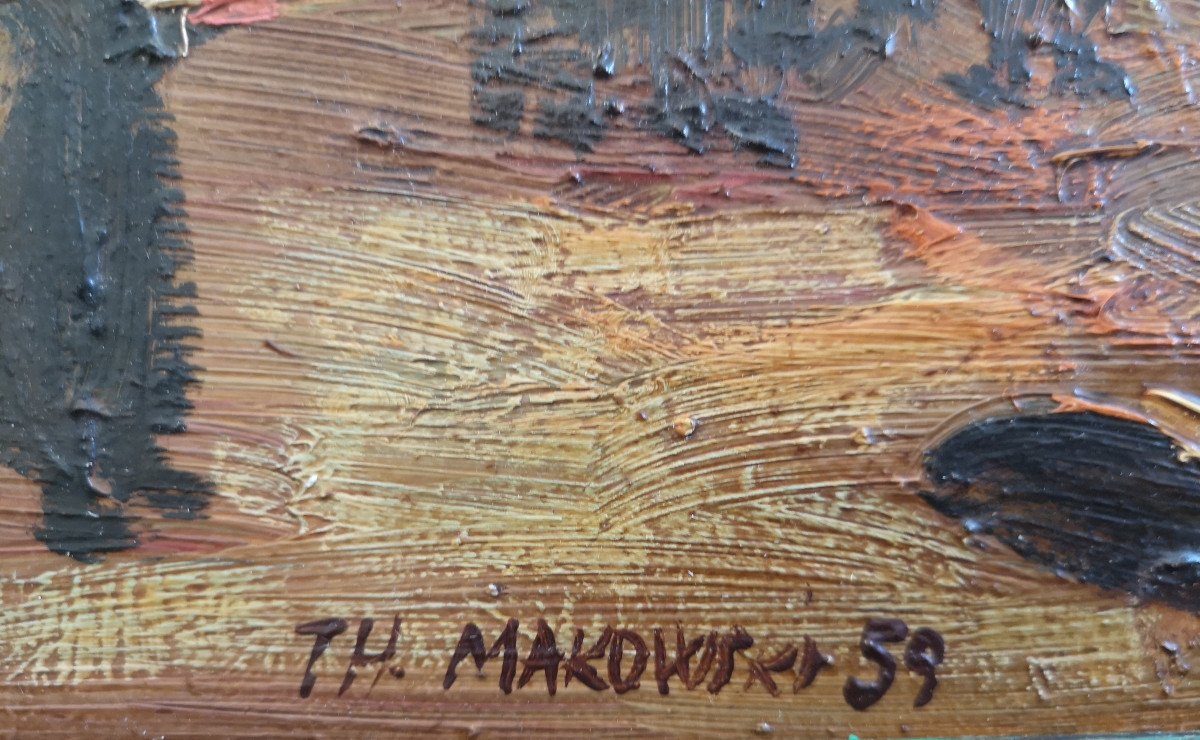 Théodore Makowski (1890-1971 Oil On Canvas 38x46 Cm Sbg Th.makowski 59 "prayer"-photo-3