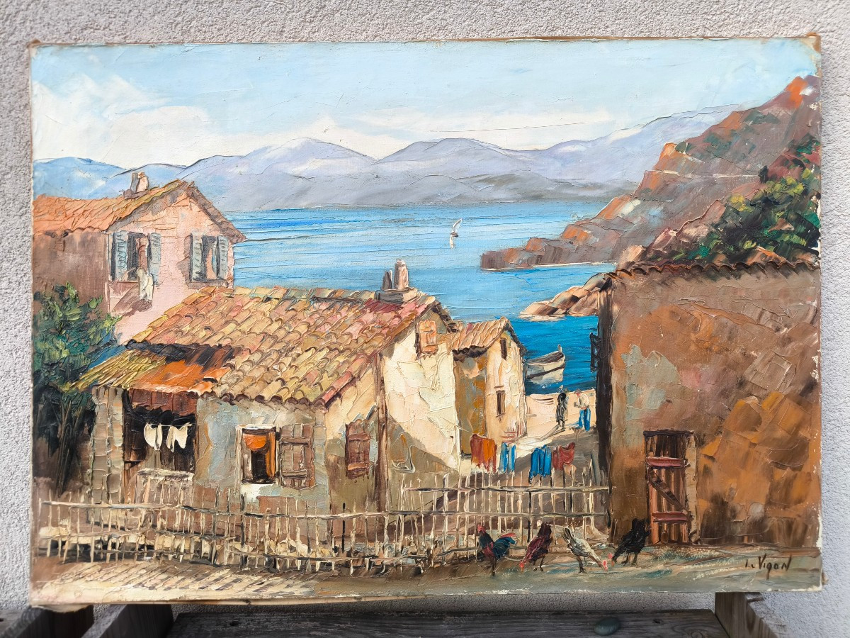 Luis Vigon "porto-corsica" 46x65cm Hst Sbd -photo-2