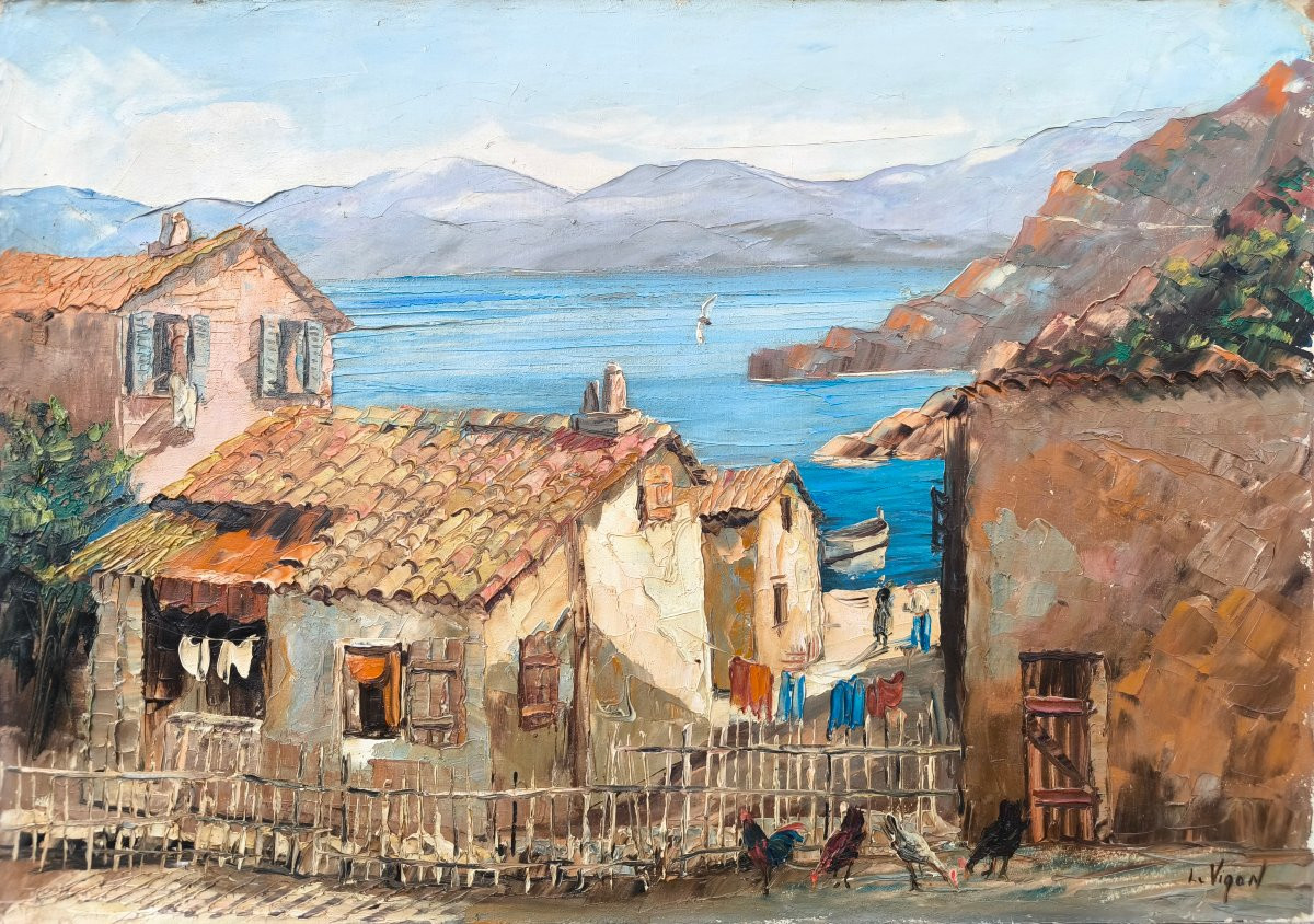 Luis Vigon "porto-corsica" 46x65cm Hst Sbd -photo-3
