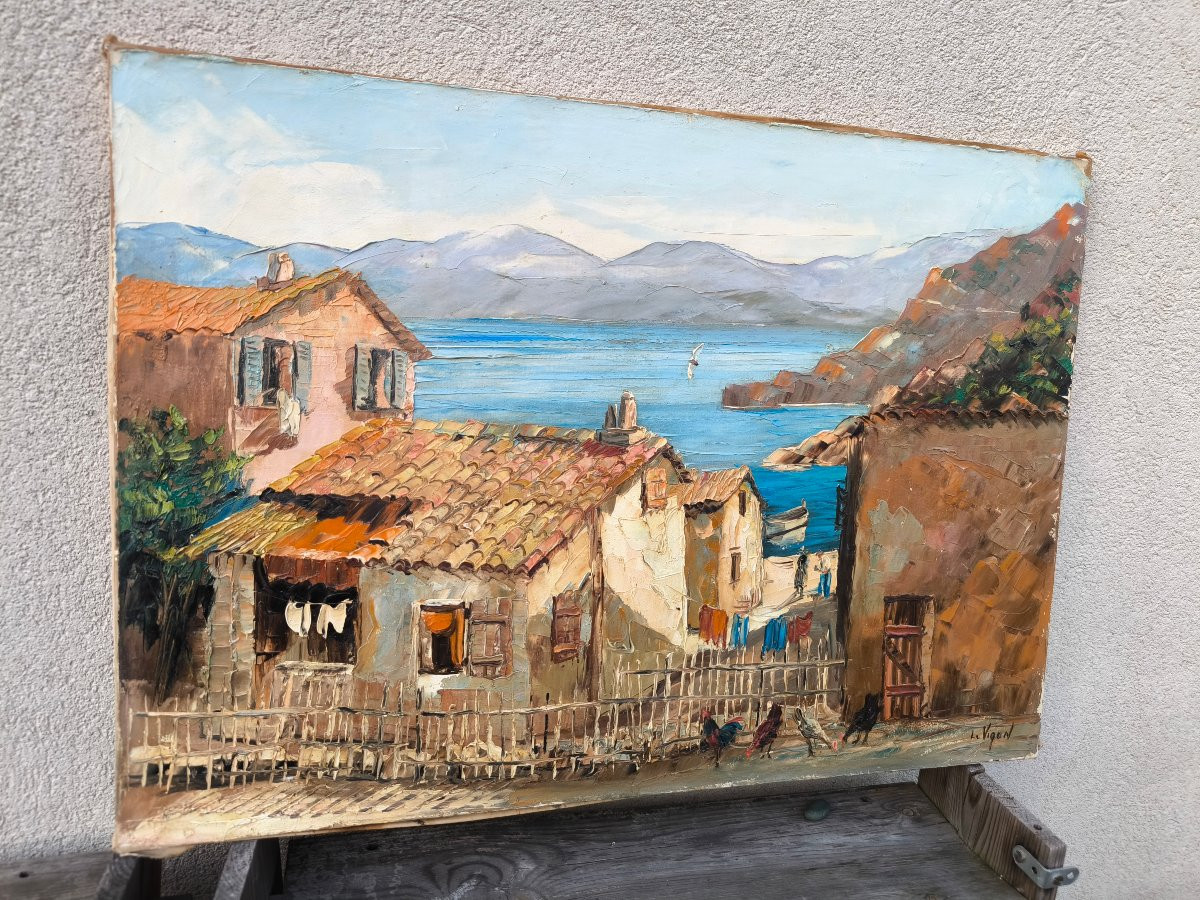 Luis Vigon "porto-corsica" 46x65cm Hst Sbd -photo-4