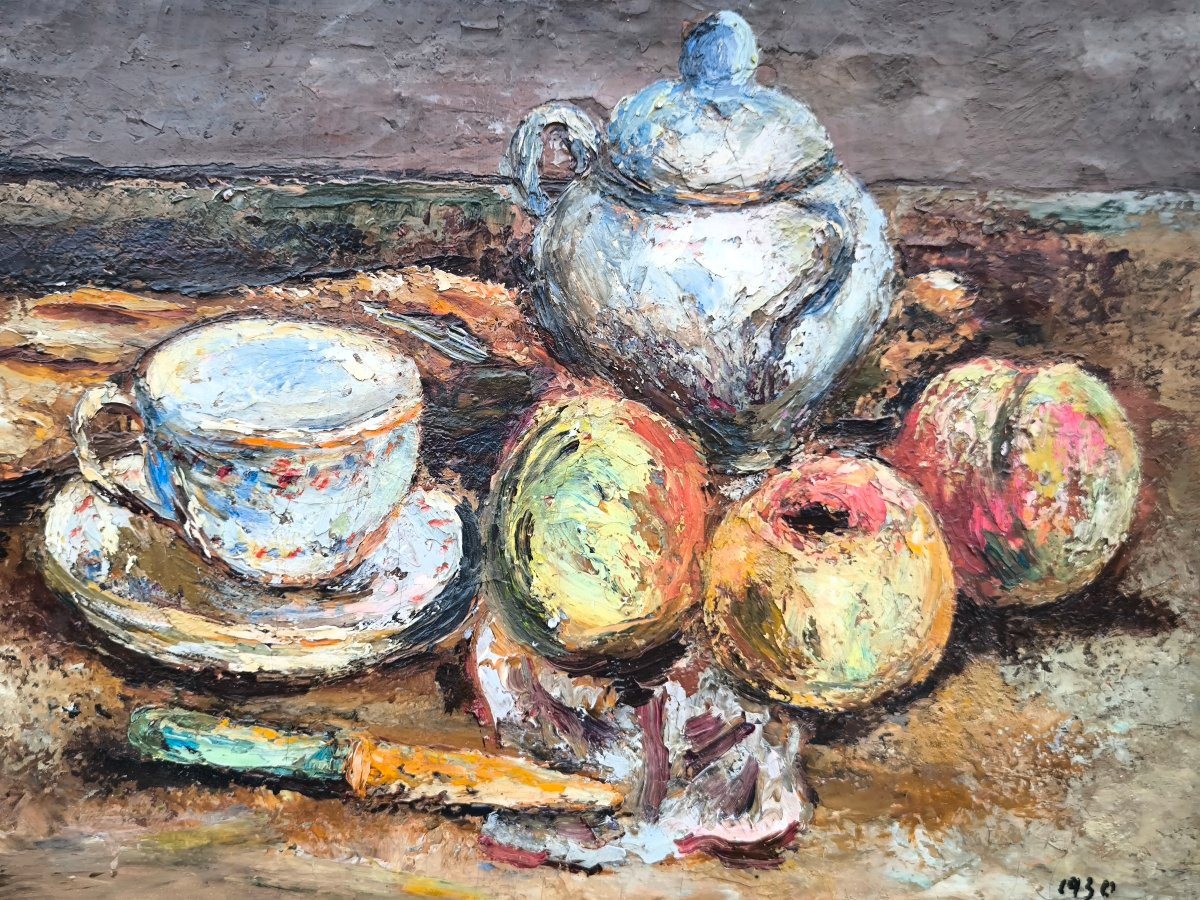 Isaac Païlés (1895 Kiev - 1978 Paris) Ukraine Still Life 1930 33x46 Cm Sbd-photo-4