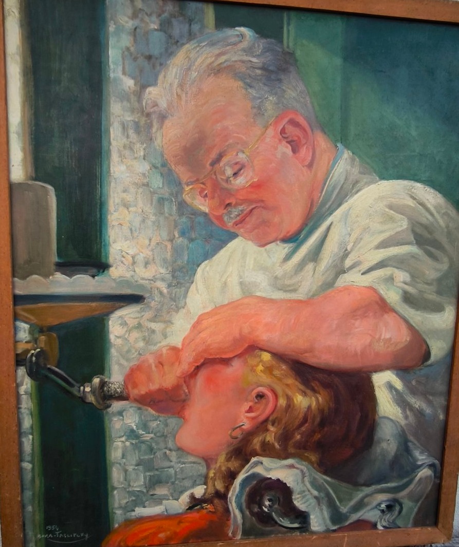 Taslitzky Boris  (1911-2005) "Chez le dentiste"1954 hst 55x46 cm-photo-3