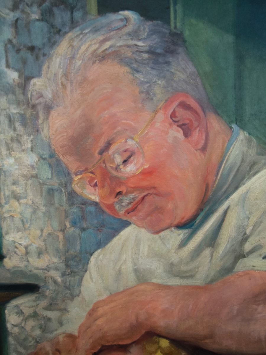 Taslitzky Boris  (1911-2005) "Chez le dentiste"1954 hst 55x46 cm-photo-1