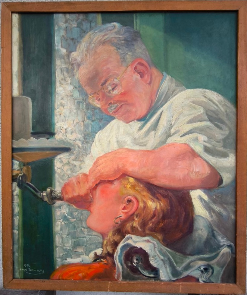 Taslitzky Boris  (1911-2005) "Chez le dentiste"1954 hst 55x46 cm
