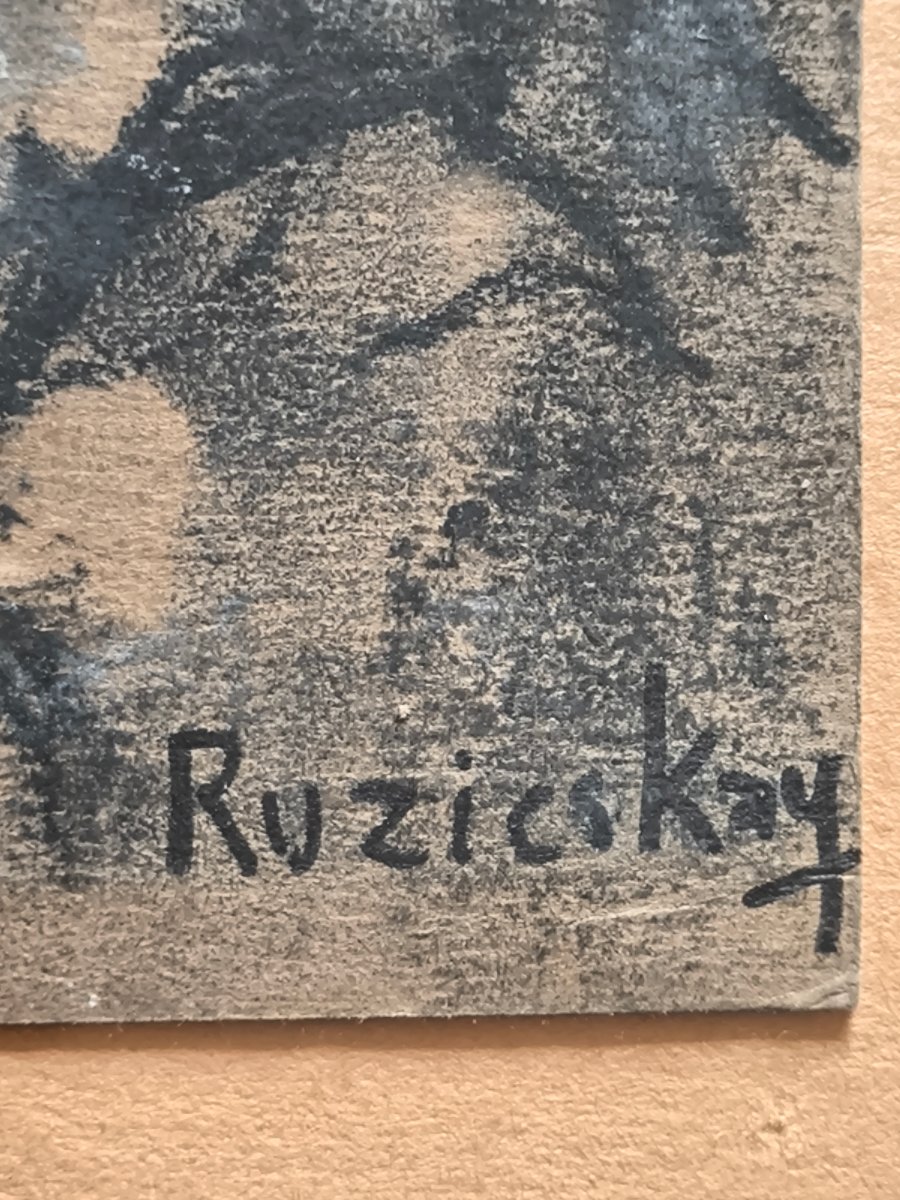 György Ruzicskay, Hungarian Painter (1896–1993), 72x37 Cm, A Pair Of Charcoal Drawings -photo-2