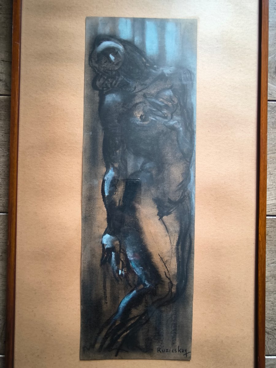 György Ruzicskay, Hungarian Painter (1896–1993), 72x37 Cm, A Pair Of Charcoal Drawings -photo-5