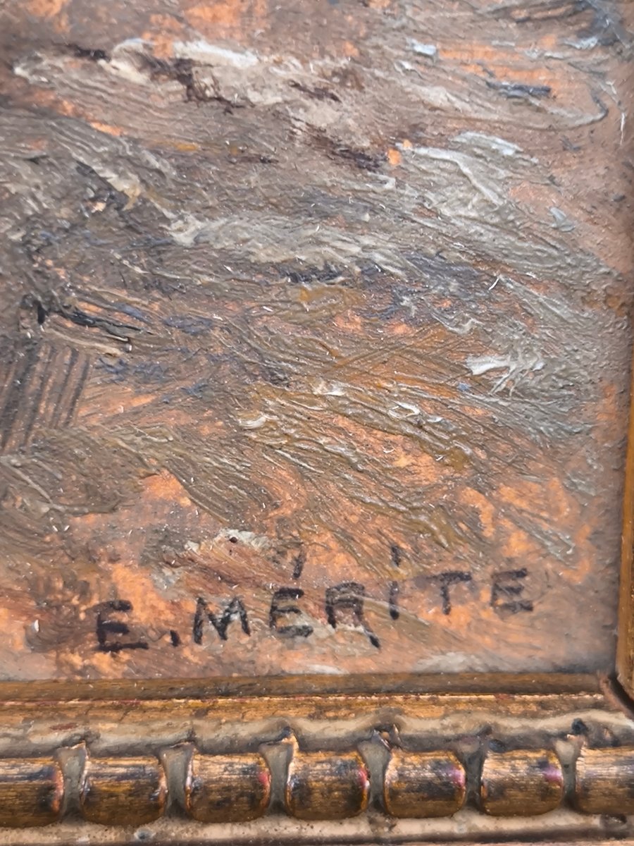 Edouard Paul Mérite (1867-1941) "le lièvre dans le champ"  hsc 27x17 cm-photo-3