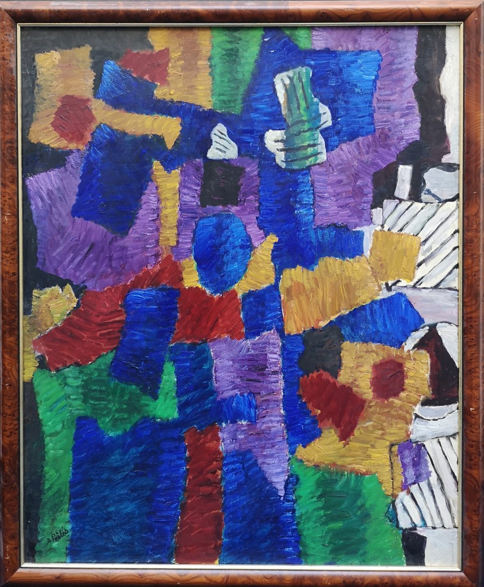 Pailes Isaac (Kiev 1895-1978Paris) Composition Huile Sur Toile 100x81cm Ecole De Paris ,Russe.