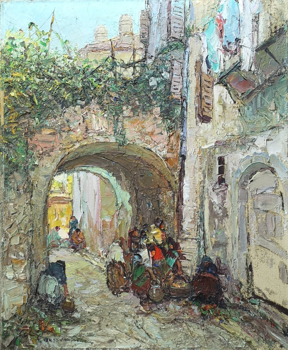 Bonamici Louis (1878-1966) Oil On Canvas Signed Lower Left 60x50 Cm.