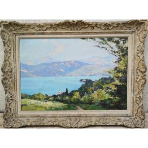 Leon Launay (1890-1956) Lake Annecy Oil On Canvas 50x73 Cm Sbg