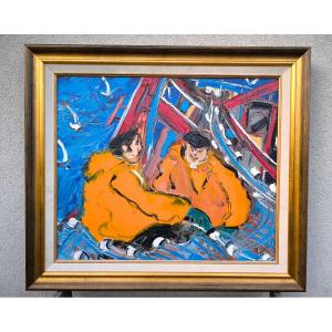 Christian Sanseau "Le Chalut" hst 46x55 cm