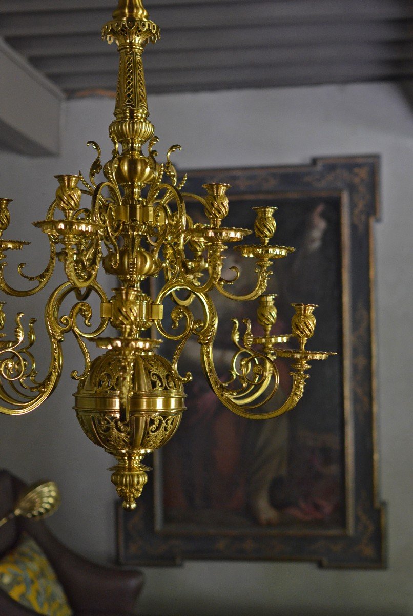 Louis XIV Chandelier In Gilt Bronze-photo-3