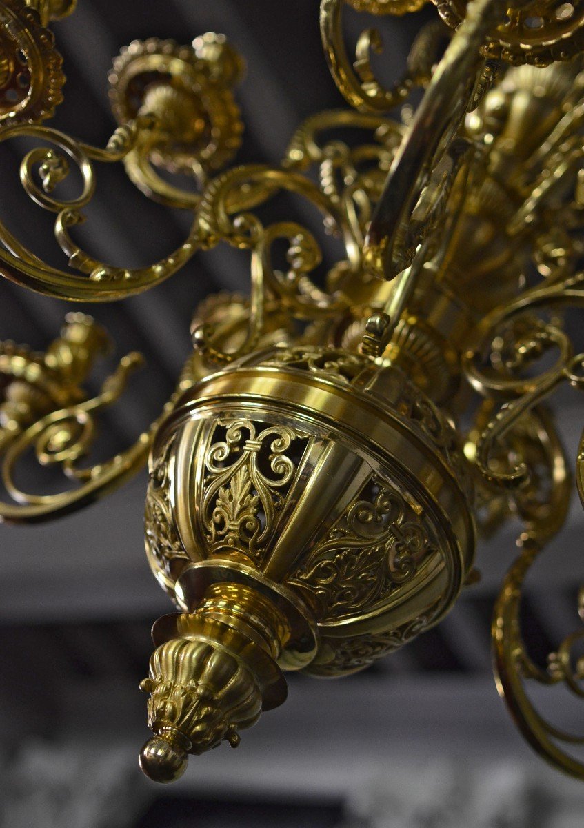 Louis XIV Chandelier In Gilt Bronze-photo-4