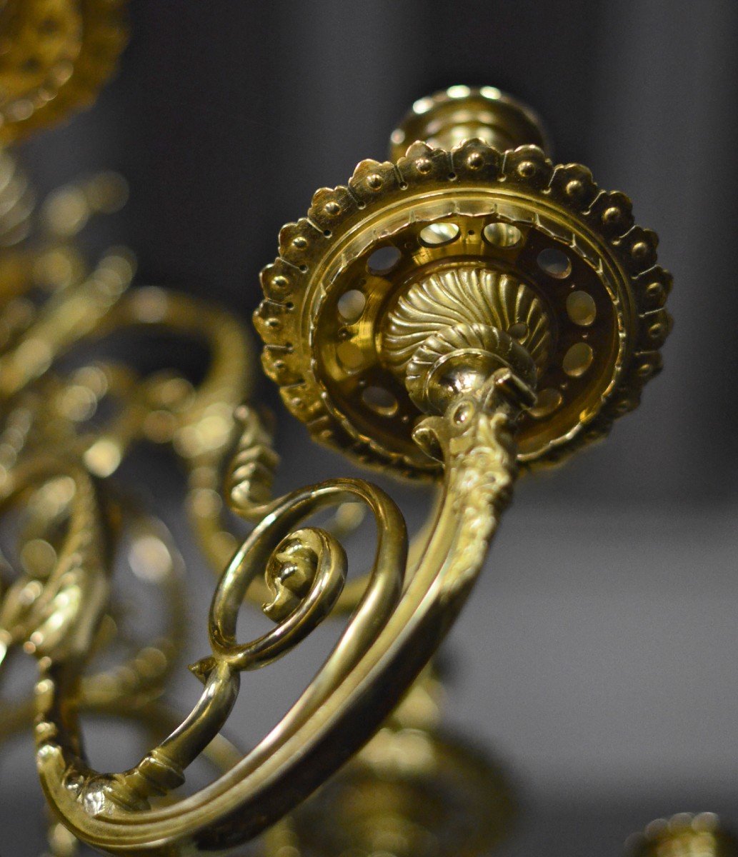 Louis XIV Chandelier In Gilt Bronze-photo-1