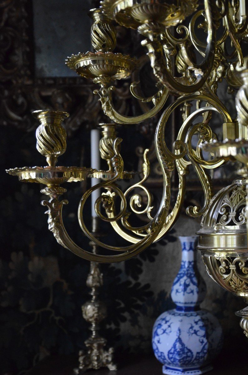 Louis XIV Chandelier In Gilt Bronze-photo-3