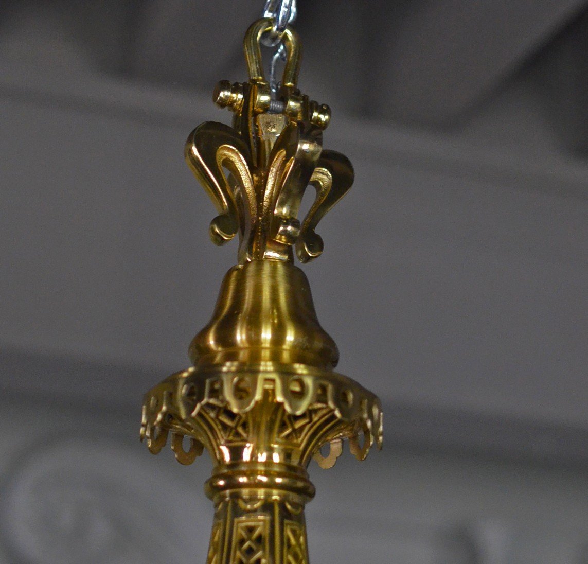 Louis XIV Chandelier In Gilt Bronze-photo-5