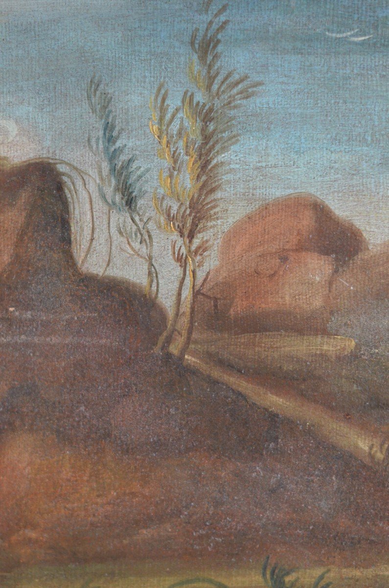 Pair Of Oils On Canvas 18th Century Landscape -photo-4